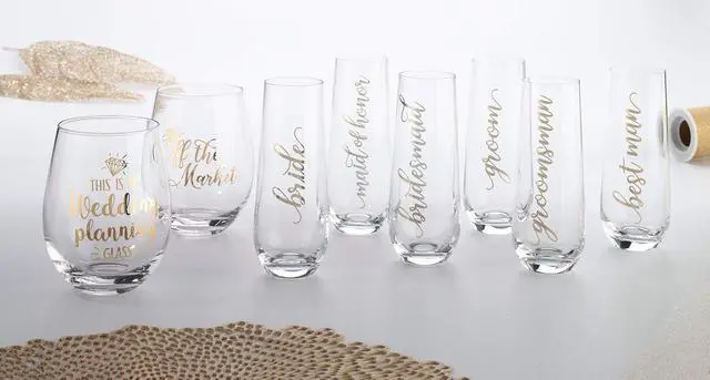 Alt view image 4 of 5 - Lillian Rose Gold "Bride" Stemless Champagne Glass