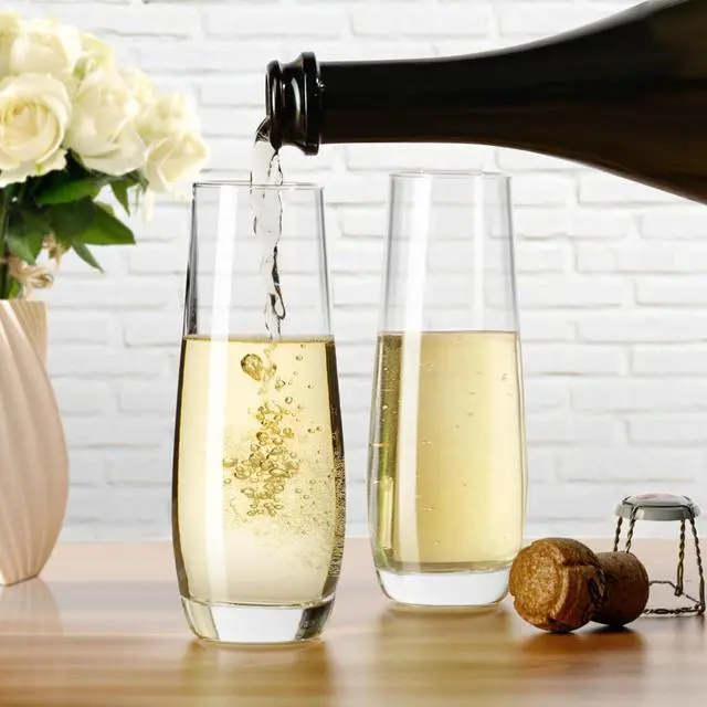 Alt view image 3 of 6 - PARACITY Stemless Champagne Flutes Set of 2, 8 oz Glass Cups for Cocktails