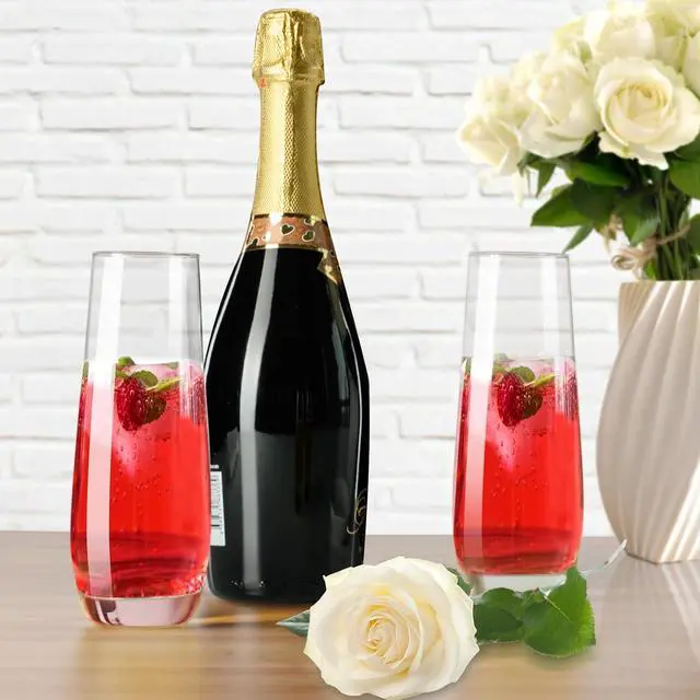 Alt view image 6 of 6 - PARACITY Stemless Champagne Flutes Set of 2, 8 oz Glass Cups for Cocktails