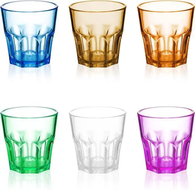 Main image of 6Pcs Plastic Drinking Glasses, XJMWXHFC Acrylic Glasses Drinkware, Unbreakable Tumblers Drinking Glass, Multi-color Cups Reusable Glassware for Kitchen Cocktail Picnic Party Juice Whiskey Wine (160ml)