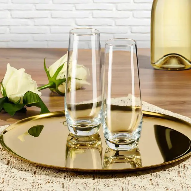 Alt view image 5 of 6 - PARACITY Stemless Champagne Flutes Set of 2, 8 oz Glass Cups for Cocktails