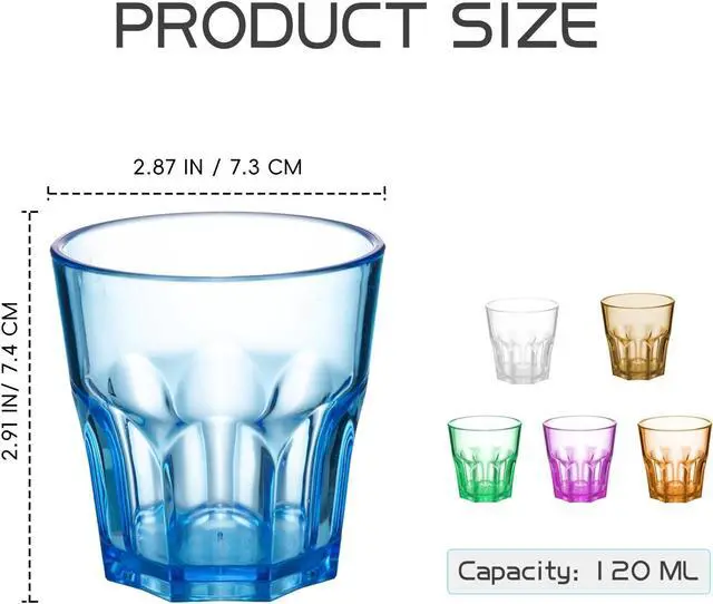 Alt view image 2 of 7 - 6Pcs Plastic Drinking Glasses, XJMWXHFC Acrylic Glasses Drinkware, Unbreakable Tumblers Drinking Glass, Multi-color Cups Reusable Glassware for Kitchen Cocktail Picnic Party Juice Whiskey Wine (160ml)