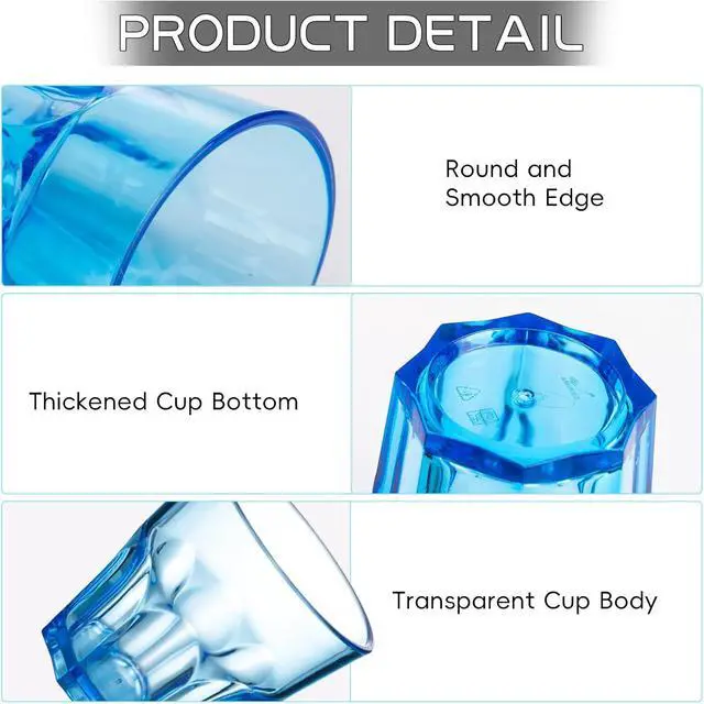 Alt view image 4 of 7 - 6Pcs Plastic Drinking Glasses, XJMWXHFC Acrylic Glasses Drinkware, Unbreakable Tumblers Drinking Glass, Multi-color Cups Reusable Glassware for Kitchen Cocktail Picnic Party Juice Whiskey Wine (160ml)