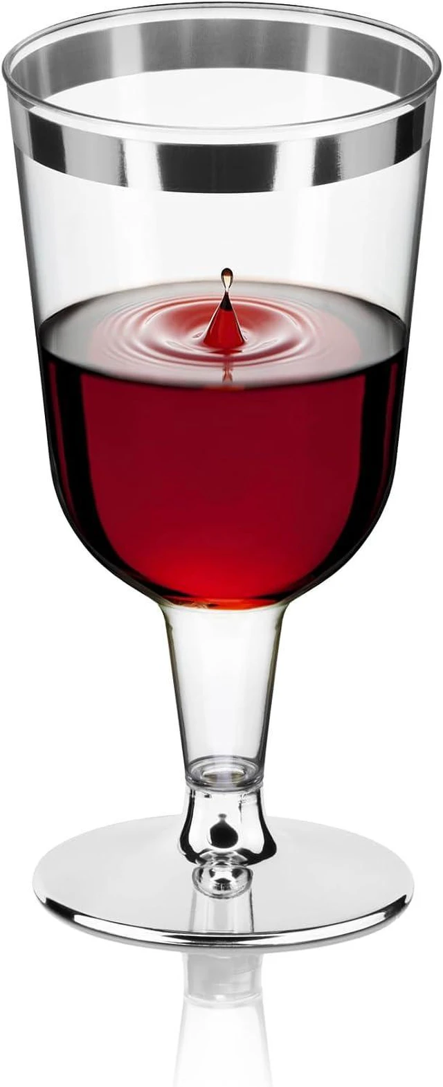 Alt view image 2 of 4 - DecorRack 12 Plastic Wine Glasses, 6 oz, BPA-Free Stackable, Silver