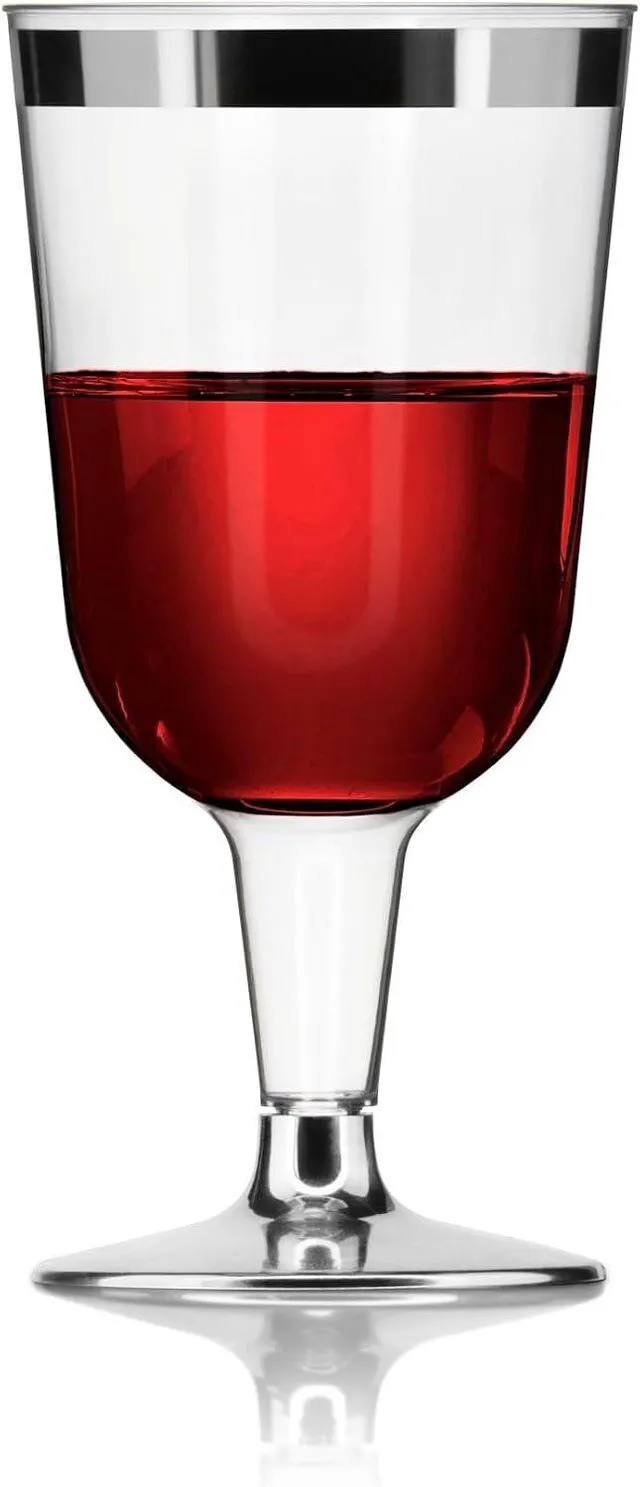 Alt view image 3 of 4 - DecorRack 12 Plastic Wine Glasses, 6 oz, BPA-Free Stackable, Silver