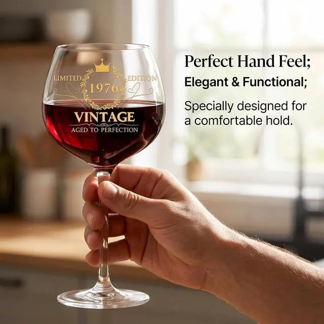Alt view image 4 of 7 - DeeCoo 50TH Birthday Gifts for Women, Vintage 1976 Engraved 16 oz Wine Glass, 50 Year Old Birthday Decorations, Funny Birthday Gift Idea for Her, Friends, Daughter, Sister, Mom - Turning 50 Present