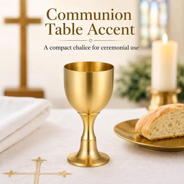 Alt view image 7 of 7 - VOSAREA Mini Chalice Goblet Vintage Metal Shot Glasses Gold Communion Cup Brass Altar Wine Glasses Buddha Water Offering Bowl for Church Ritual Cocktail Holy Water