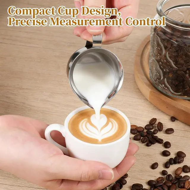 Alt view image 7 of 7 - Stainless Steel Creamer Pitcher 60ml 2PCS Stainless Steel Bell Creamer, Milk Frother Cup Small Frothing Pitcher for Coffee Barista Cappuccino Shop Restaurant Bakery Kitchen