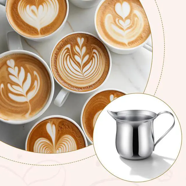 Alt view image 3 of 7 - Stainless Steel Creamer Pitcher 60ml 2PCS Stainless Steel Bell Creamer, Milk Frother Cup Small Frothing Pitcher for Coffee Barista Cappuccino Shop Restaurant Bakery Kitchen