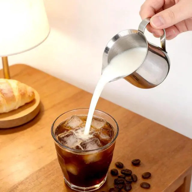 Alt view image 6 of 7 - Stainless Steel Creamer Pitcher 60ml 2PCS Stainless Steel Bell Creamer, Milk Frother Cup Small Frothing Pitcher for Coffee Barista Cappuccino Shop Restaurant Bakery Kitchen