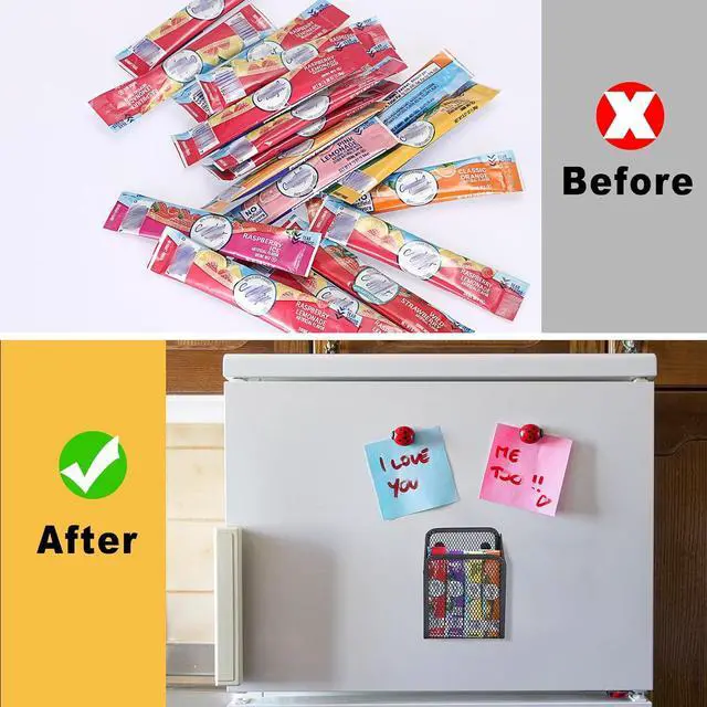 Alt view image 4 of 7 - ELLDOO Magnetic Water Drink Packet Holder, Magnetic Metal Mesh Tea Bag Organizer Sugar Packet Basket, Kitchen Organizers and Storage for Refrigerator and Countertop
