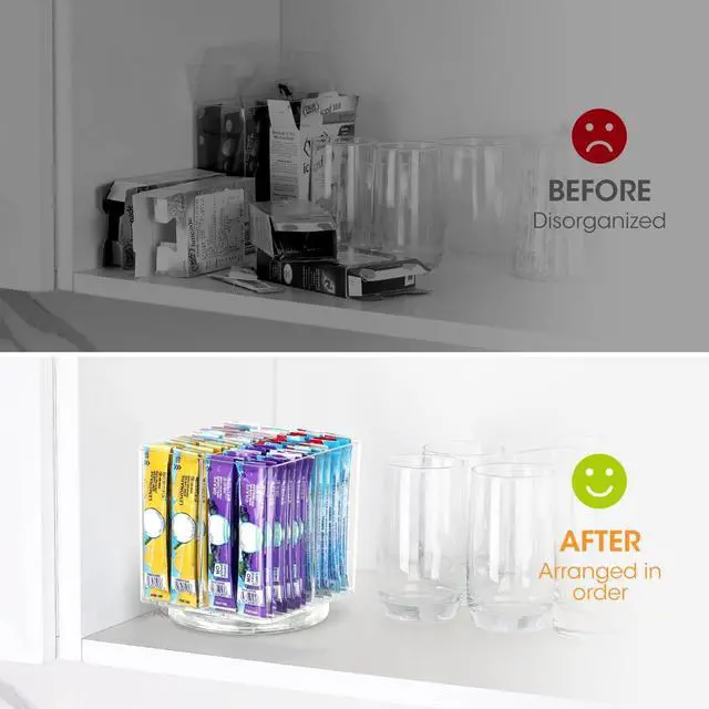 Alt view image 3 of 7 - AIEVE Drink Packet Organizer, Lazy Susan Organizer for Water Flavor Packets, Drink Mix Rotating Turntable Sugar Packet Holder Container for Pantry Organizers and Storage, Square