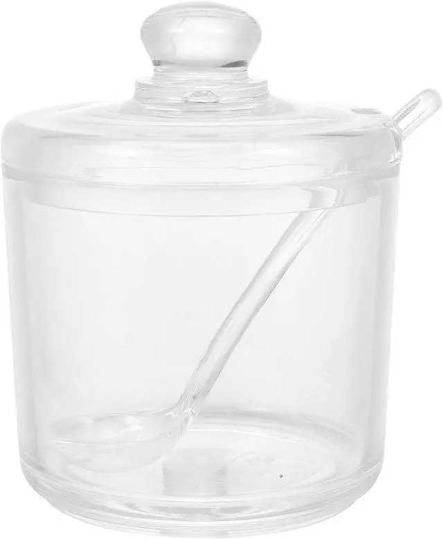 Alt view image 8 of 14 - Acrylic Sugar Bowl with Spoon Clear Condiment Canister for Sugar Salt Chili Powder Curry Kitchen Counter Dining Table Home Restaurant