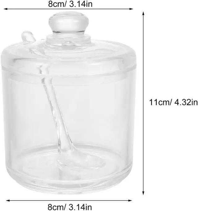 Alt view image 10 of 14 - Acrylic Sugar Bowl with Spoon Clear Condiment Canister for Sugar Salt Chili Powder Curry Kitchen Counter Dining Table Home Restaurant