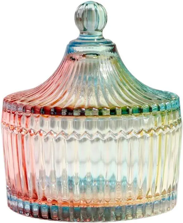 Main image of 10Oz Crystal Glass Candy Dishes Candy Box with Lid Decorative Covered Food Storage Organization Sugar Bowl Cookie Jar Biscuit Jar Seasoning Jar for Home Kitchen