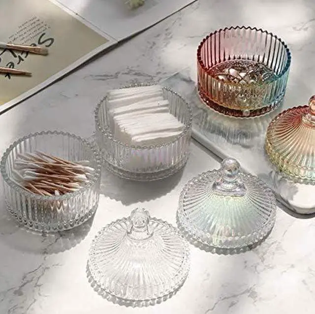 Alt view image 4 of 5 - 10Oz Crystal Glass Candy Dishes Candy Box with Lid Decorative Covered Food Storage Organization Sugar Bowl Cookie Jar Biscuit Jar Seasoning Jar for Home Kitchen