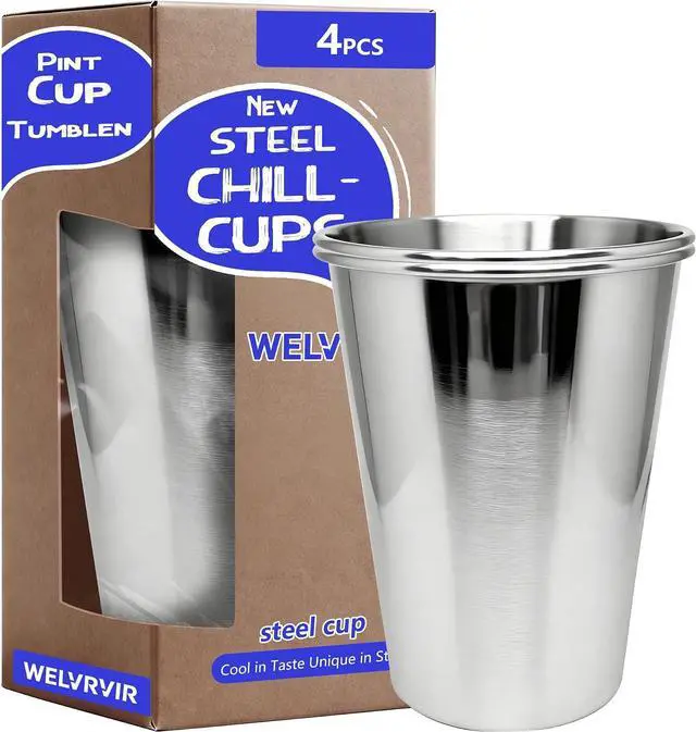 Main image of 20 oz 4PCS Stainless Steel Pint Cups,Reusable Metal Cups,Drinking