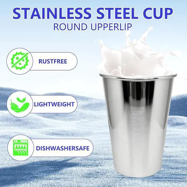 Alt view image 4 of 7 - 20 oz 4PCS Stainless Steel Pint Cups,Reusable Metal Cups,Drinking