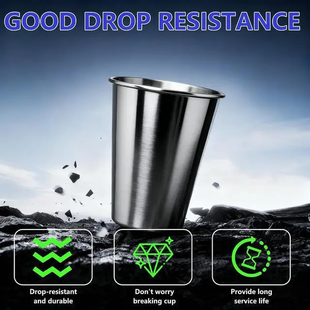 Alt view image 5 of 7 - 20 oz 4PCS Stainless Steel Pint Cups,Reusable Metal Cups,Drinking