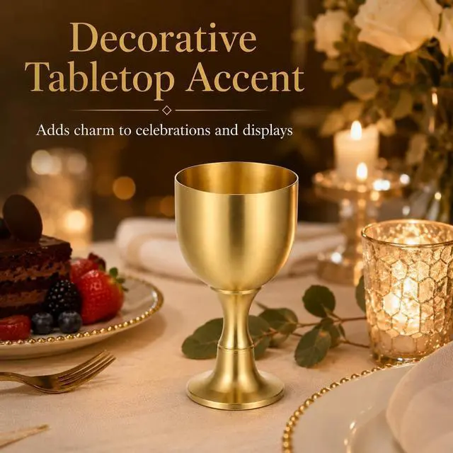 Alt view image 3 of 7 - VOSAREA Mini Chalice Goblet Vintage Metal Shot Glasses Gold Communion Cup Brass Altar Wine Glasses Buddha Water Offering Bowl for Church Ritual Cocktail Holy Water