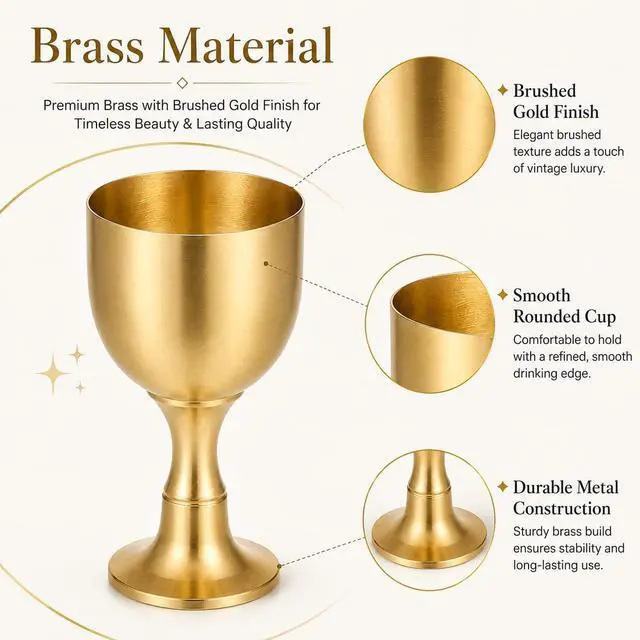 Alt view image 4 of 7 - VOSAREA Mini Chalice Goblet Vintage Metal Shot Glasses Gold Communion Cup Brass Altar Wine Glasses Buddha Water Offering Bowl for Church Ritual Cocktail Holy Water