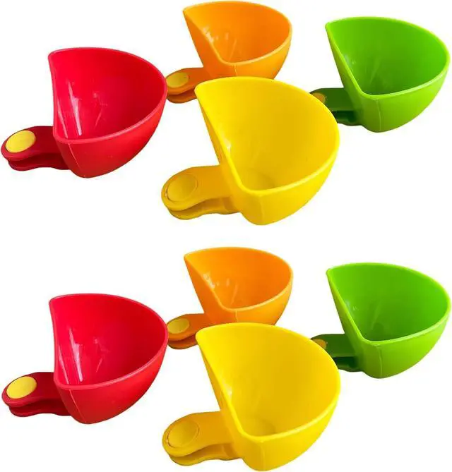 Main image of 8-piece Dip Clip for Bowls Plates | French fries and dipping sauce service set | For ketchup, spices, salt, sugar, salad dressing, spices | Colorful sandwich dipping sauce bowls for portion control