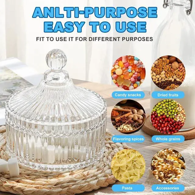 Alt view image 5 of 7 - 280ML/10Oz Candy Dishes Crystal Glass Candy Box with Lid Decorative Covered Food Storage Organization Sugar Bowl Cookie Jar Biscuit Jar Seasoning Jar for Home Kitchen(Clear)