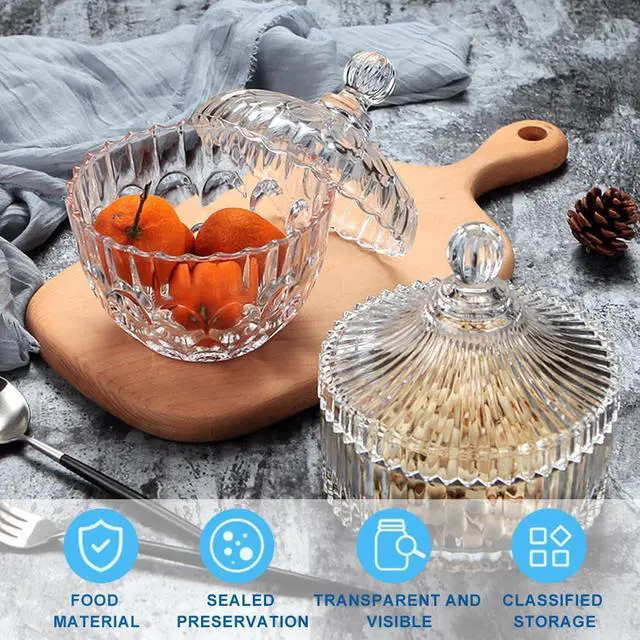 Alt view image 6 of 7 - 280ML/10Oz Candy Dishes Crystal Glass Candy Box with Lid Decorative Covered Food Storage Organization Sugar Bowl Cookie Jar Biscuit Jar Seasoning Jar for Home Kitchen(Clear)