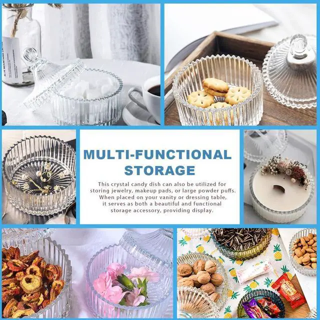 Alt view image 4 of 7 - 280ML/10Oz Candy Dishes Crystal Glass Candy Box with Lid Decorative Covered Food Storage Organization Sugar Bowl Cookie Jar Biscuit Jar Seasoning Jar for Home Kitchen(Clear)