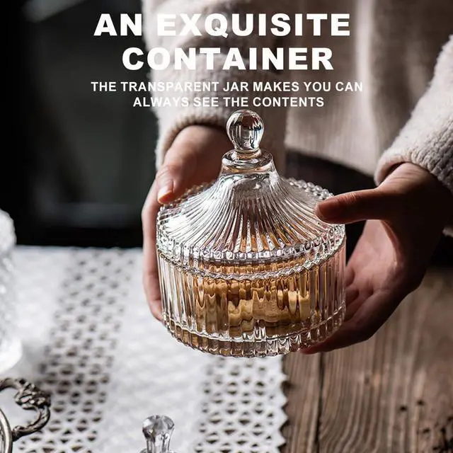 Alt view image 7 of 7 - 280ML/10Oz Candy Dishes Crystal Glass Candy Box with Lid Decorative Covered Food Storage Organization Sugar Bowl Cookie Jar Biscuit Jar Seasoning Jar for Home Kitchen(Clear)