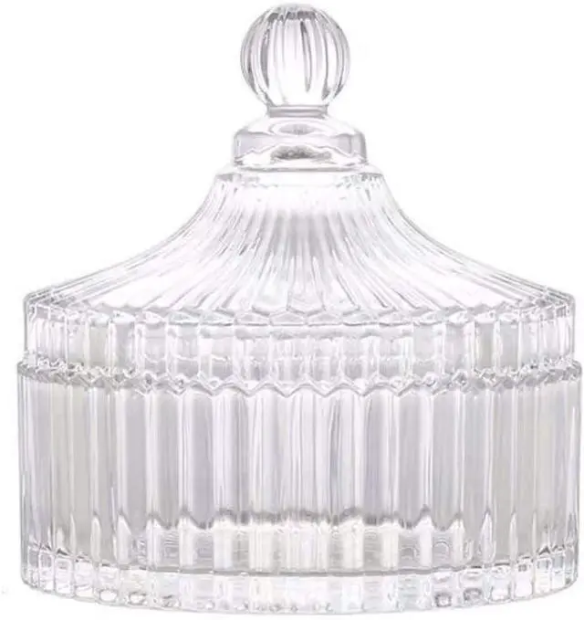Main image of 280ML/10Oz Candy Dishes Crystal Glass Candy Box with Lid Decorative Covered Food Storage Organization Sugar Bowl Cookie Jar Biscuit Jar Seasoning Jar for Home Kitchen(Clear)