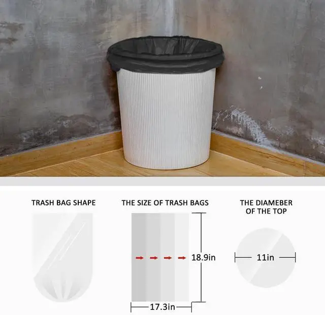 Alt view image 2 of 7 - Teivio Small Black Trash Bags 3 Gallon 300 Count Bathroom Garbage Bags