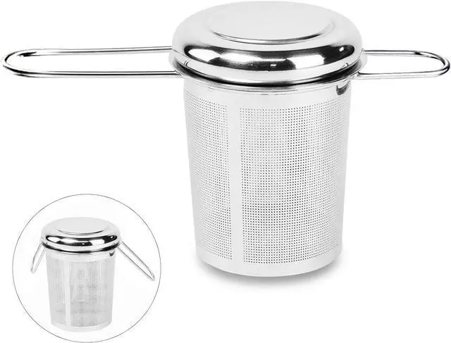 Main image of Tea Infuser,Stainless Steel Tea Steeper Fine Mesh Filters, Large Capacity Tea Strainer With Folding Handle And Lid,Hanging On Teapots Mugs Cups To Steep Loose Leaf Tea And Coffee(1 Piece,Silver)