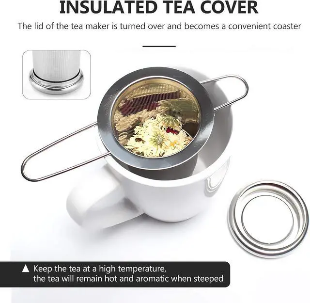 Alt view image 3 of 7 - Tea Infuser,Stainless Steel Tea Steeper Fine Mesh Filters, Large Capacity Tea Strainer With Folding Handle And Lid,Hanging On Teapots Mugs Cups To Steep Loose Leaf Tea And Coffee(1 Piece,Silver)