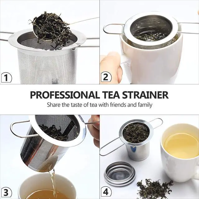 Alt view image 5 of 7 - Tea Infuser,Stainless Steel Tea Steeper Fine Mesh Filters, Large Capacity Tea Strainer With Folding Handle And Lid,Hanging On Teapots Mugs Cups To Steep Loose Leaf Tea And Coffee(1 Piece,Silver)