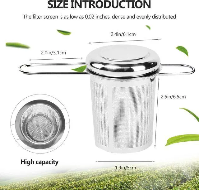 Alt view image 6 of 7 - Tea Infuser,Stainless Steel Tea Steeper Fine Mesh Filters, Large Capacity Tea Strainer With Folding Handle And Lid,Hanging On Teapots Mugs Cups To Steep Loose Leaf Tea And Coffee(1 Piece,Silver)
