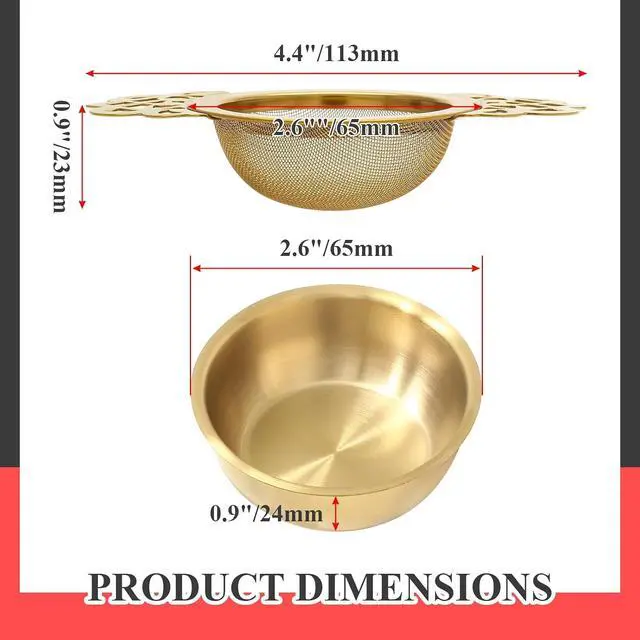 Alt view image 2 of 6 - Bonsicoky 2 Pack Tea Strainer Bowl, Gold, Stainless Steel