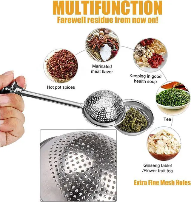 Alt view image 3 of 7 - 2pack Tea Ball, tea infuser for loose leaf tea, tea strainers for loose tea, stainless steel tea strainer, loose leaf tea steeper, easy clean, tea fine mesh strainer reusable