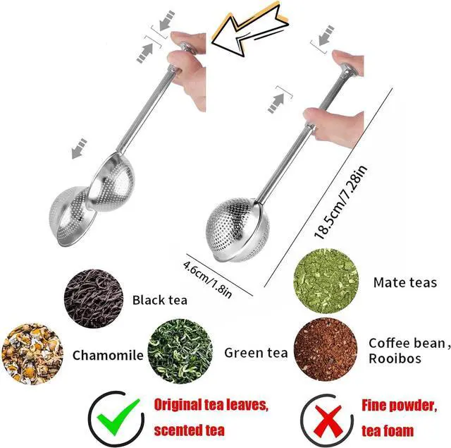 Alt view image 4 of 7 - 2pack Tea Ball, tea infuser for loose leaf tea, tea strainers for loose tea, stainless steel tea strainer, loose leaf tea steeper, easy clean, tea fine mesh strainer reusable
