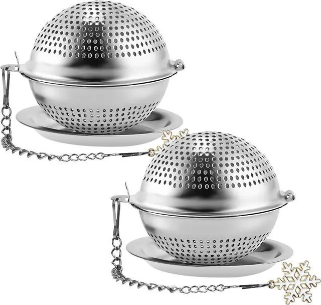 Main image of Numola 2Pcs Tea Ball Infuser - Locking Clasp Tea Strainer with Chain, Food Grade 304 Stainless Steel Loose Leaf Tea Steeper for Herbal/Green/Black Tea - Reusable Tea Infuser for Home, Office & Travel