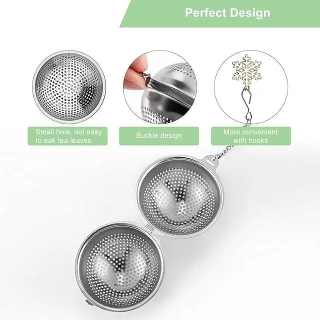 Alt view image 6 of 7 - Numola 2Pcs Tea Ball Infuser - Locking Clasp Tea Strainer with Chain, Food Grade 304 Stainless Steel Loose Leaf Tea Steeper for Herbal/Green/Black Tea - Reusable Tea Infuser for Home, Office & Travel