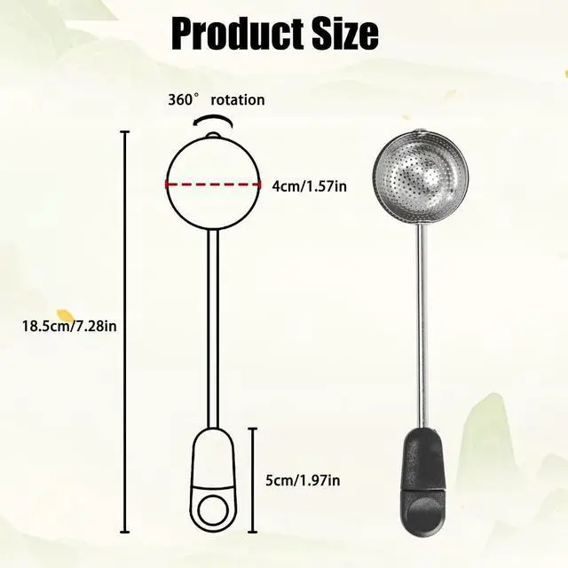 Alt view image 2 of 5 - 2PCS Long Handle Mesh Twisting Tea Ball, Infuser Loose Leaf Tea Infuser Strainers, Stainless Steel Reusable Loose Leaf Tea Steeper for Natural Tea and Coffee