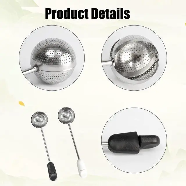 Alt view image 3 of 5 - 2PCS Long Handle Mesh Twisting Tea Ball, Infuser Loose Leaf Tea Infuser Strainers, Stainless Steel Reusable Loose Leaf Tea Steeper for Natural Tea and Coffee