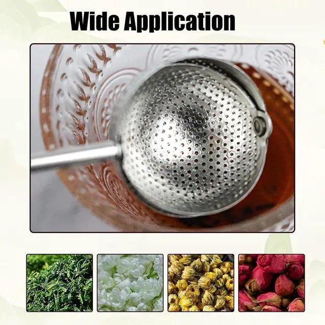 Alt view image 5 of 5 - 2PCS Long Handle Mesh Twisting Tea Ball, Infuser Loose Leaf Tea Infuser Strainers, Stainless Steel Reusable Loose Leaf Tea Steeper for Natural Tea and Coffee