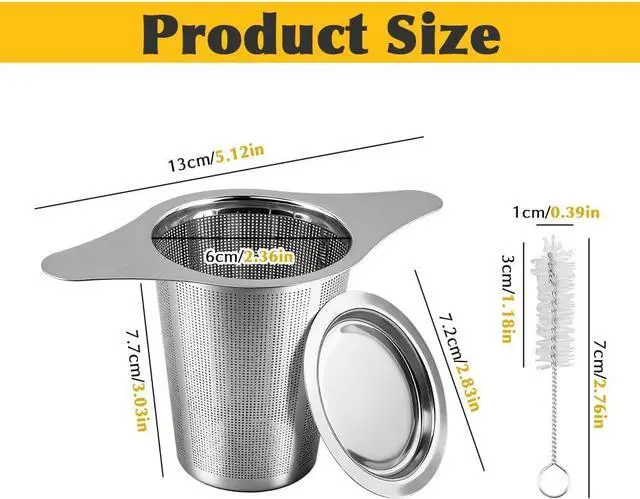 Alt view image 2 of 7 - 2-Pack 304 Stainless Steel Tea Infusers with Double Handles, Ultra-Fine Mesh Loose Leaf Strainers, Fits Most Teapots & Mugs, Easy to Clean Great Gift for Tea Lovers