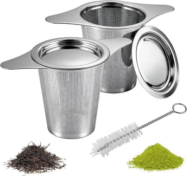 Main image of 2-Pack 304 Stainless Steel Tea Infusers with Double Handles, Ultra-Fine Mesh Loose Leaf Strainers, Fits Most Teapots & Mugs, Easy to Clean Great Gift for Tea Lovers