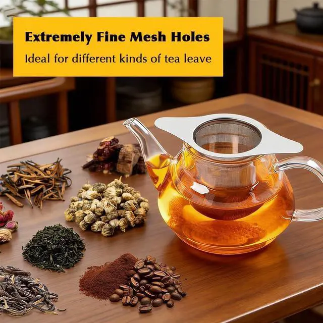 Alt view image 4 of 7 - 2-Pack 304 Stainless Steel Tea Infusers with Double Handles, Ultra-Fine Mesh Loose Leaf Strainers, Fits Most Teapots & Mugs, Easy to Clean Great Gift for Tea Lovers