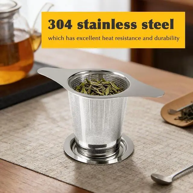 Alt view image 6 of 7 - 2-Pack 304 Stainless Steel Tea Infusers with Double Handles, Ultra-Fine Mesh Loose Leaf Strainers, Fits Most Teapots & Mugs, Easy to Clean Great Gift for Tea Lovers