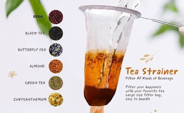 Alt view image 4 of 7 - Traditional Stainless Steel Reusable Mesh Filter for Thai Tea Filter, Coffee & Loose Leaf Drinks, Thai Tea Strainer Sock 5.5 Inches