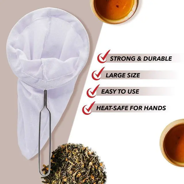 Alt view image 5 of 7 - Traditional Stainless Steel Reusable Mesh Filter for Thai Tea Filter, Coffee & Loose Leaf Drinks, Thai Tea Strainer Sock 5.5 Inches